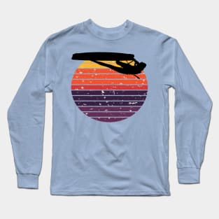 Kitesurfer Freestyle Action Black Silhouette Retro Sunset Long Sleeve T-Shirt